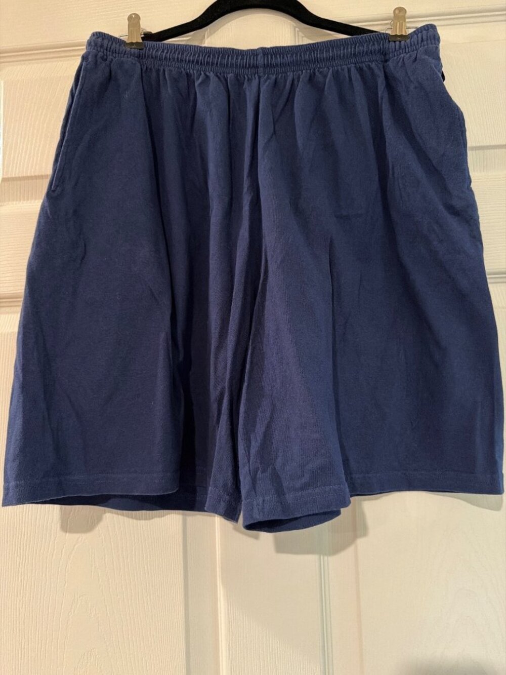 Hanes Navy Blue Mens Cotton Lounge Shorts Large Elastic Waist